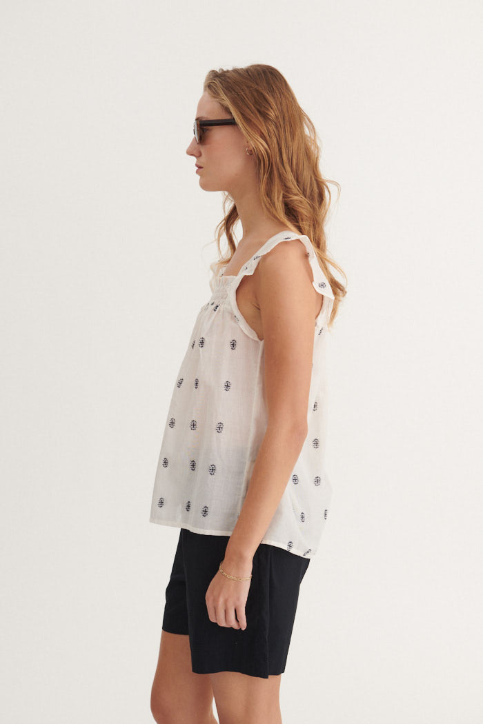 Basic Apparel Ada Top Toppe 705 whisper white / Sky captain