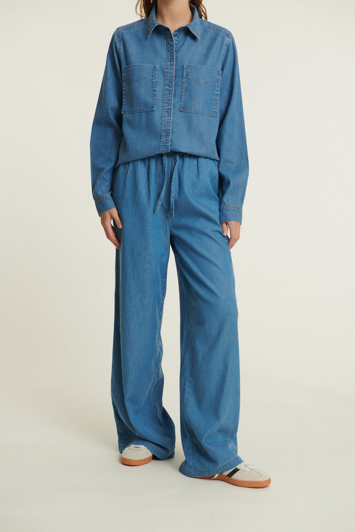 Basic Apparel Bine Wide Pant Bukser 038 Light Blue