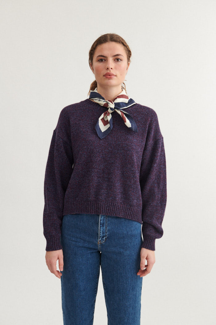 Basic Apparel Lily Crew Neck Sweaters 799 Bordeaux truffle/Copen Blue/Black