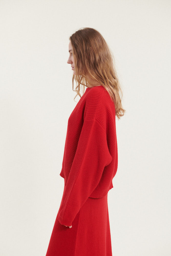 Basic Apparel Lise Scoop Neck Sweaters 278 High Risk Red