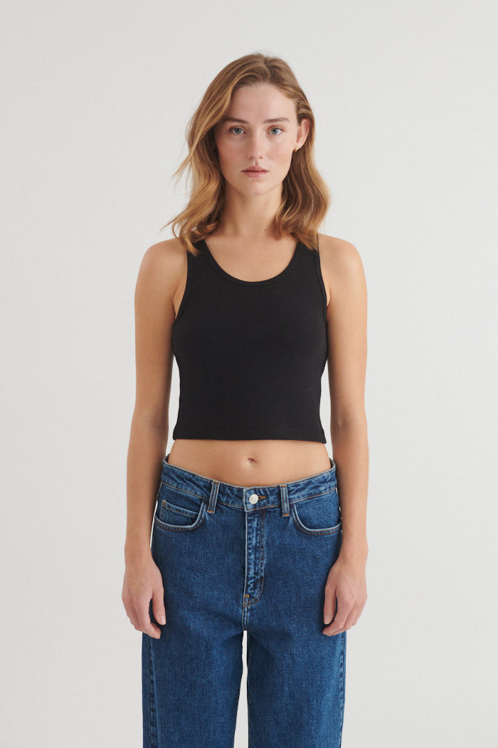 Basic Apparel Ludmilla Crop Tank Toppe 001 Black