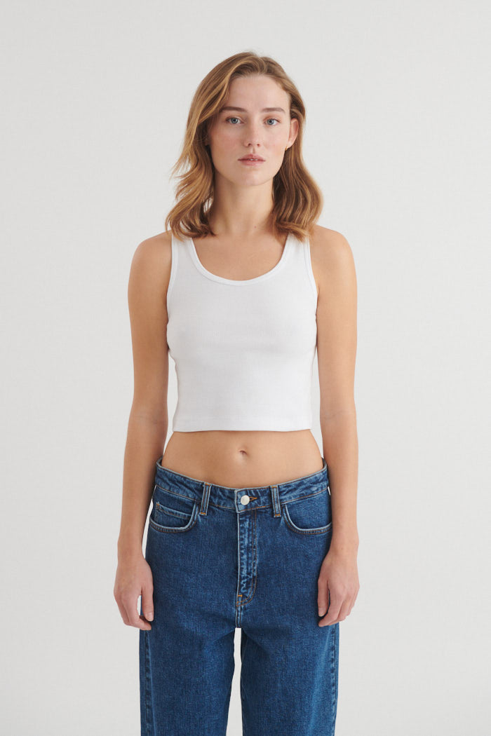 Basic Apparel Ludmilla Crop Tank Toppe 423 Bright White
