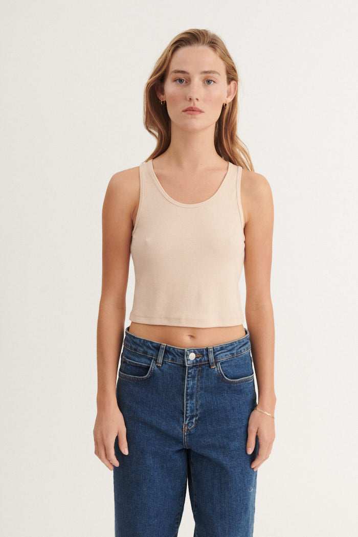 Basic Apparel Ludmilla Crop Tank Toppe 777 Smokey Grey