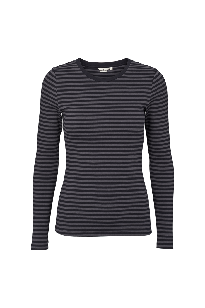 Basic Apparel Ludmilla LS Tee T-shirts 693 Blackened pearl / black