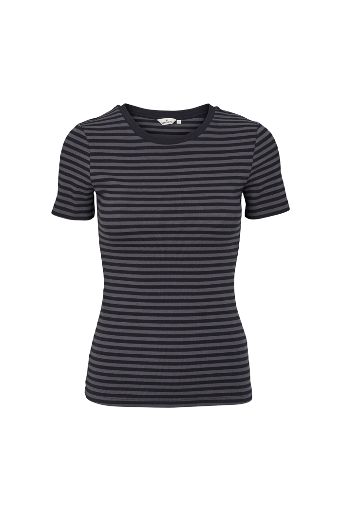 Basic Apparel Ludmilla O-Neck T-shirts 693 Blackened pearl / black