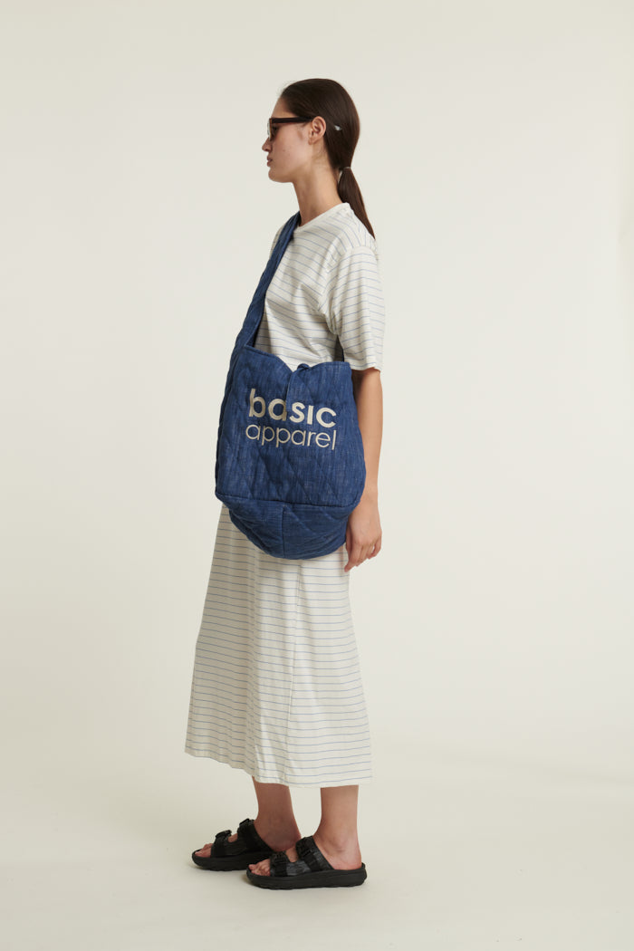 Basic Apparel Raja Striped Dress Kjoler 758 Quiet harbor / Whisper white