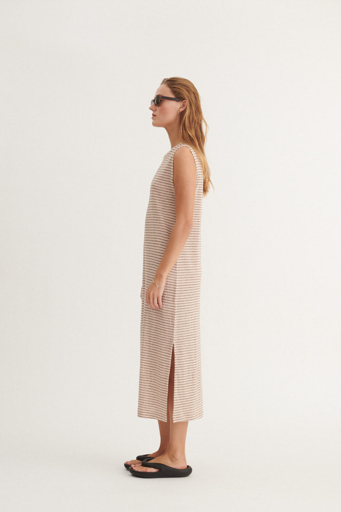 Basic Apparel Ryda Stripe Tank Dress Kjoler 788 Smoke gray / carafe