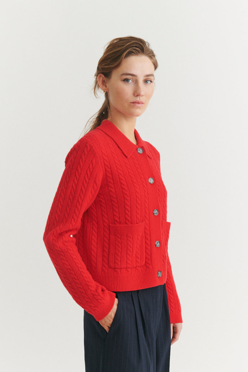 Basic Apparel Selem Cable Jacket Jakker 913 Tomato