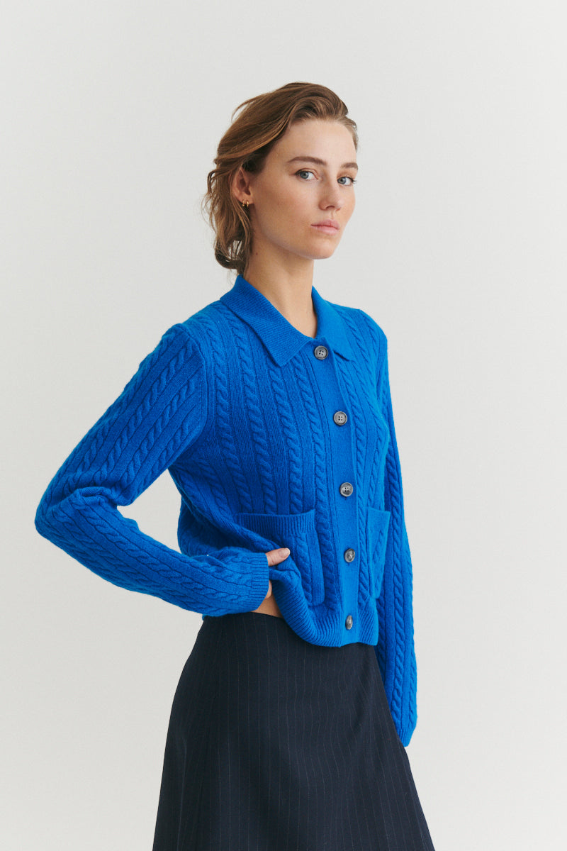 Basic Apparel Selem Cable Jacket Jakker 917 Directoire blue