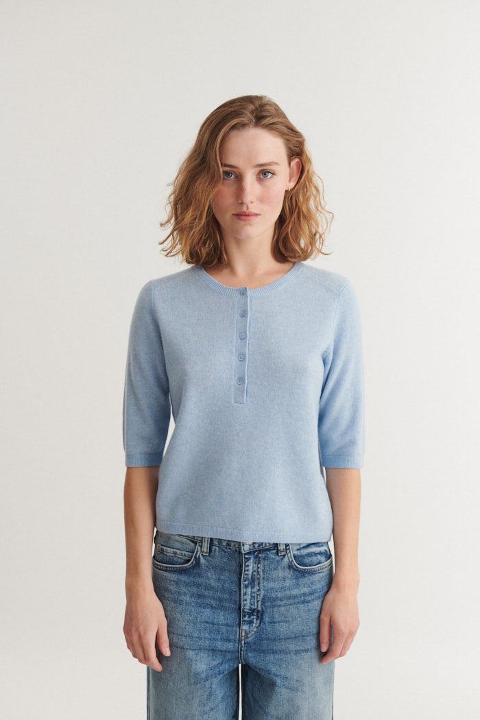 Basic Apparel Selem Granddad Tee Sweaters 038 Light Blue