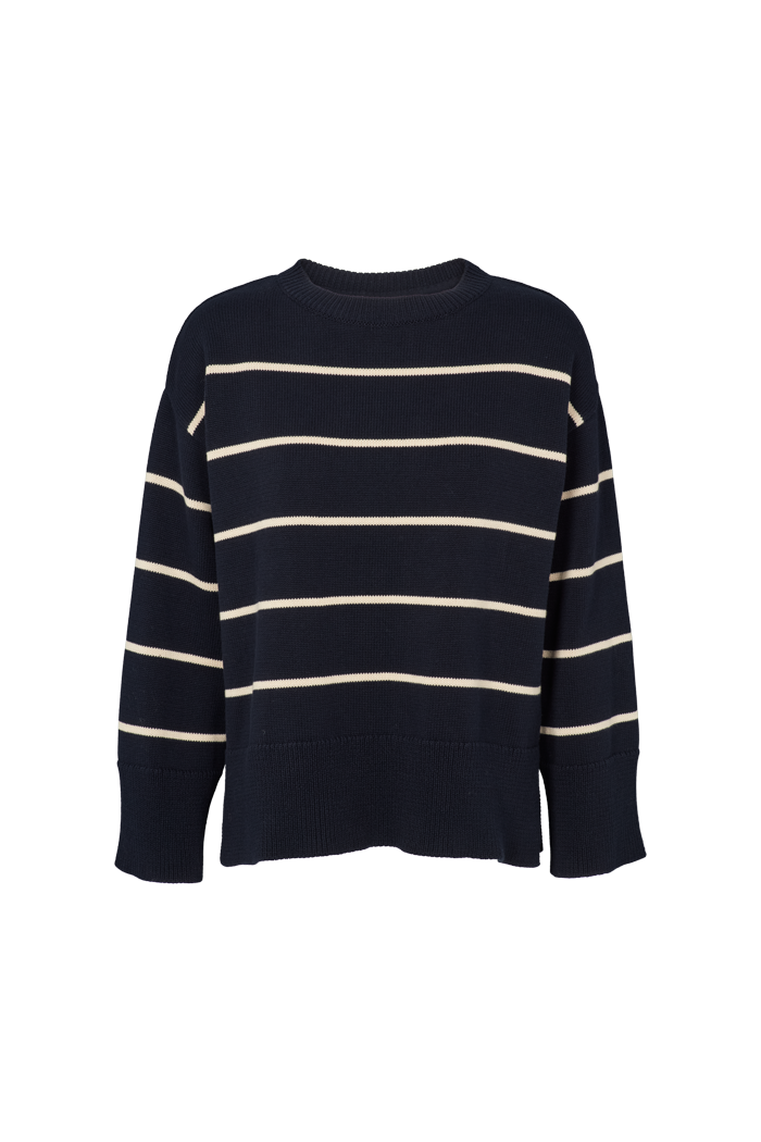 Basic Apparel Winie O-neck Stripe Sweaters 721 Sky captain / birch