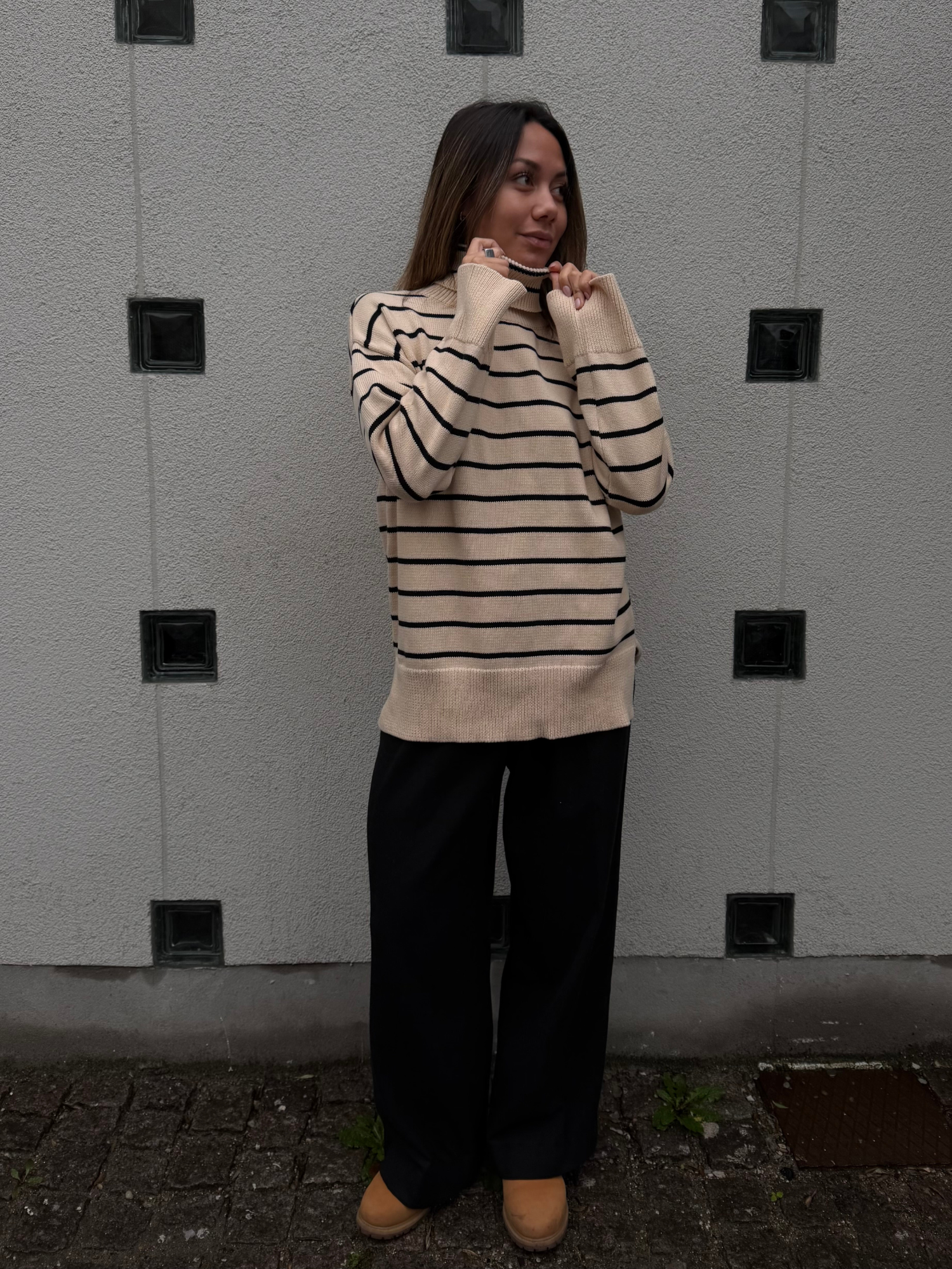 Basic Apparel Winie T-Sweater Sweaters 482 Birch/Black